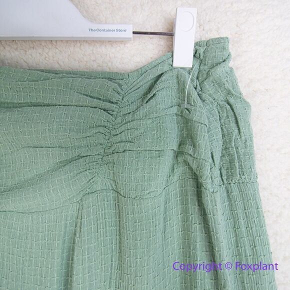 Free People - Light Green - Full Length Maxi Linen Skirt - Elastic Waist - - Picture 5 of 13